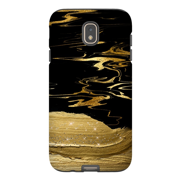 Galaxy J7 StrongFit Gold thick hand drawn strokes on black and gold marble by  Utart