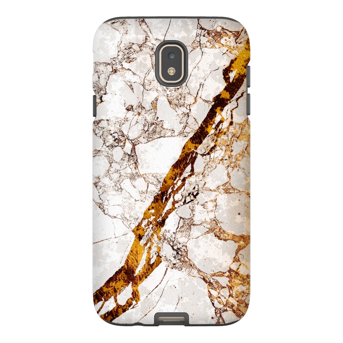 Galaxy J7 StrongFit Golden cracks white marble digital art by Oana 