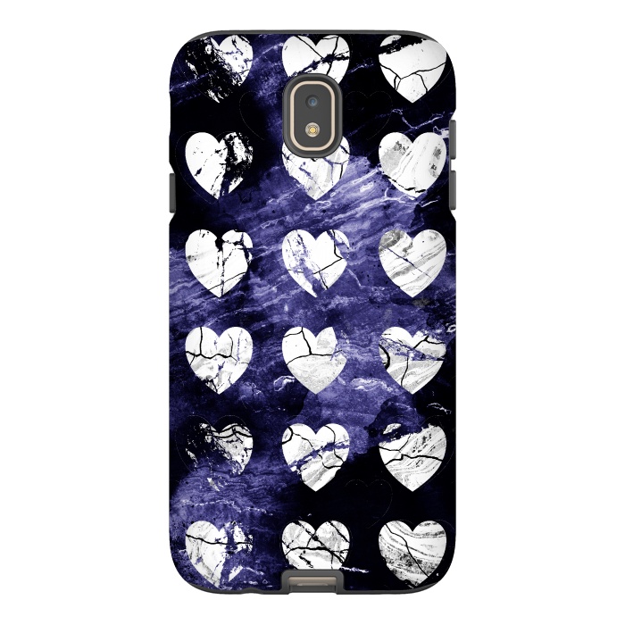 Galaxy J7 StrongFit Marble hearts pattern on purple dark stone by Oana 