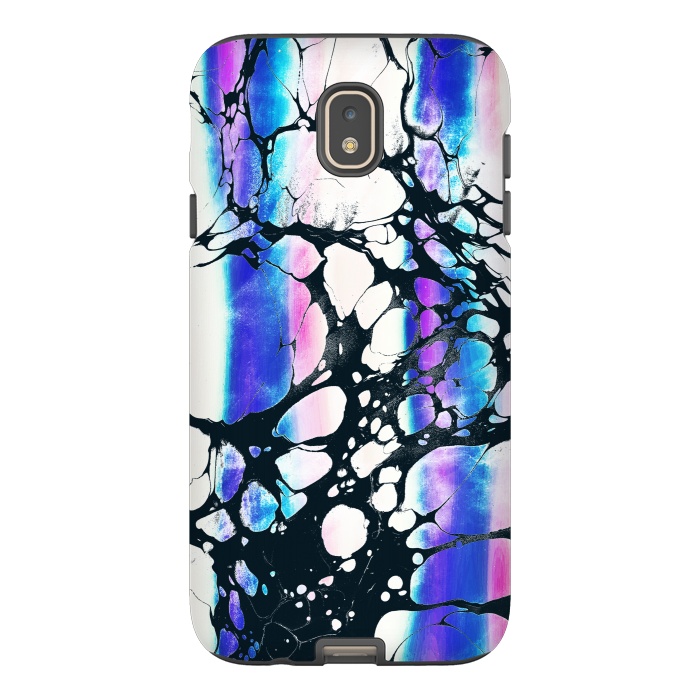 Galaxy J7 StrongFit purple pink gradient marble with black ink cracks by Oana 