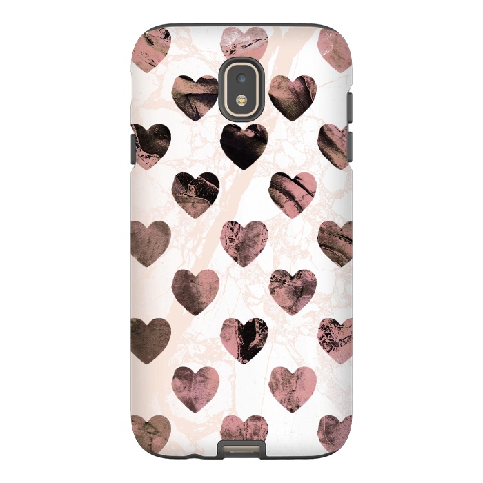 Galaxy J7 StrongFit Pastel pink marble hearts pattern by Oana 