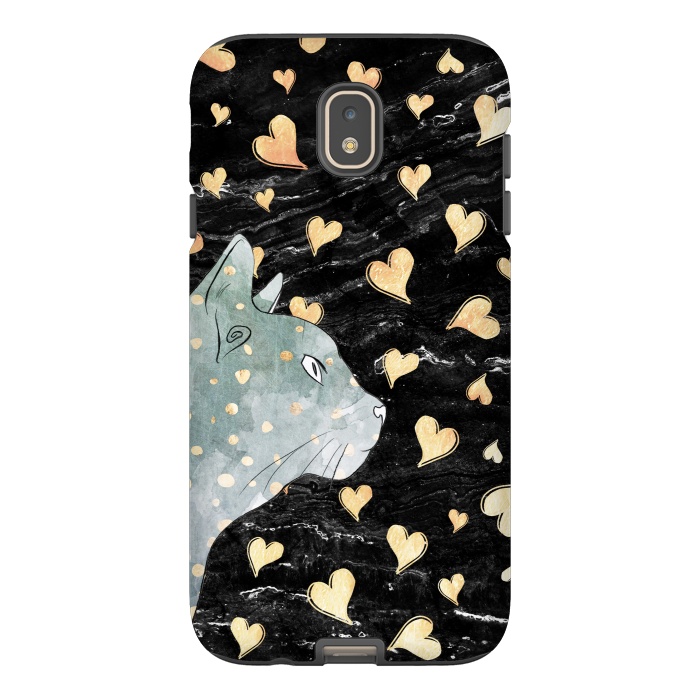 Galaxy J7 StrongFit cute cat and golden hearts  by Oana 