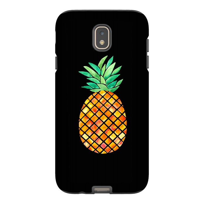 Galaxy J7 StrongFit Pineapple On Black  by Amaya Brydon