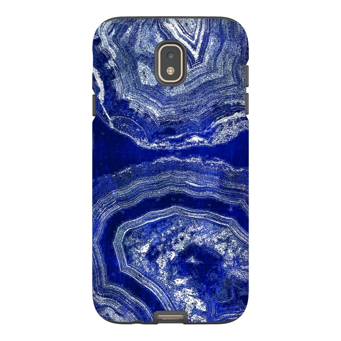 Galaxy J7 StrongFit Indigo blue agate marble art by Oana 