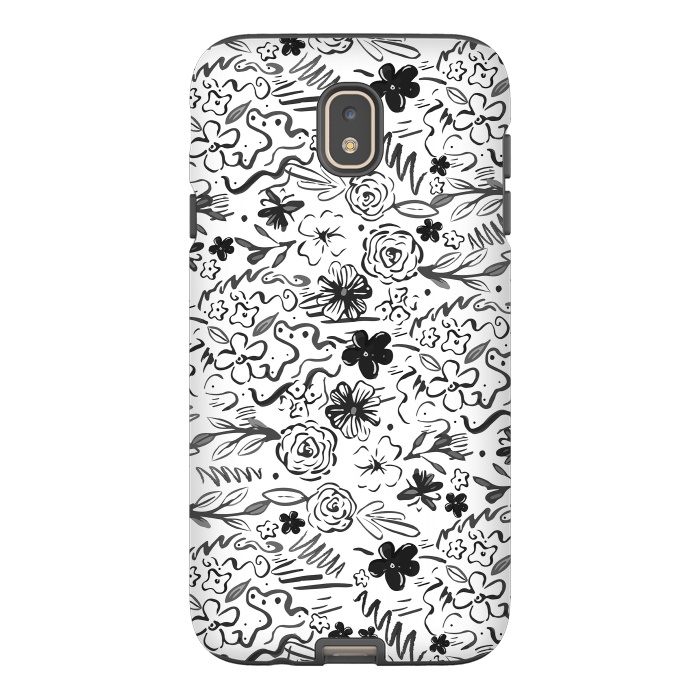 Galaxy J7 StrongFit Stylish abstract brush strokes and floral doodles design by InovArts