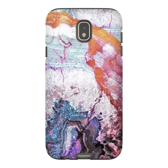 Galaxy J7 StrongFit Blue gold marble agate abstract art by Oana 