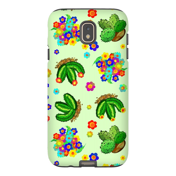 Galaxy J7 StrongFit Succulents, Cactus and Flowers Doodles Greenery  by BluedarkArt