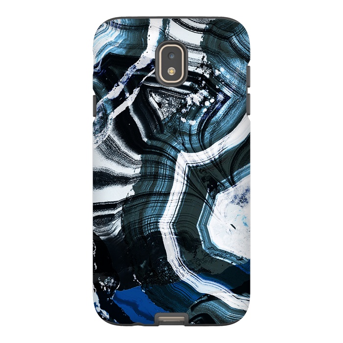Galaxy J7 StrongFit Dark blue ink brushed agata marble by Oana 