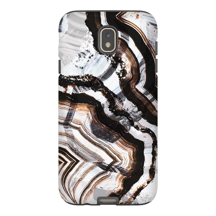 Galaxy J7 StrongFit Agate marble brown brushtroke stripes by Oana 