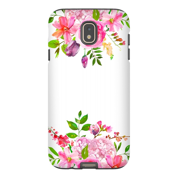 Galaxy J7 StrongFit Pink Watercolor florals on white by  Utart