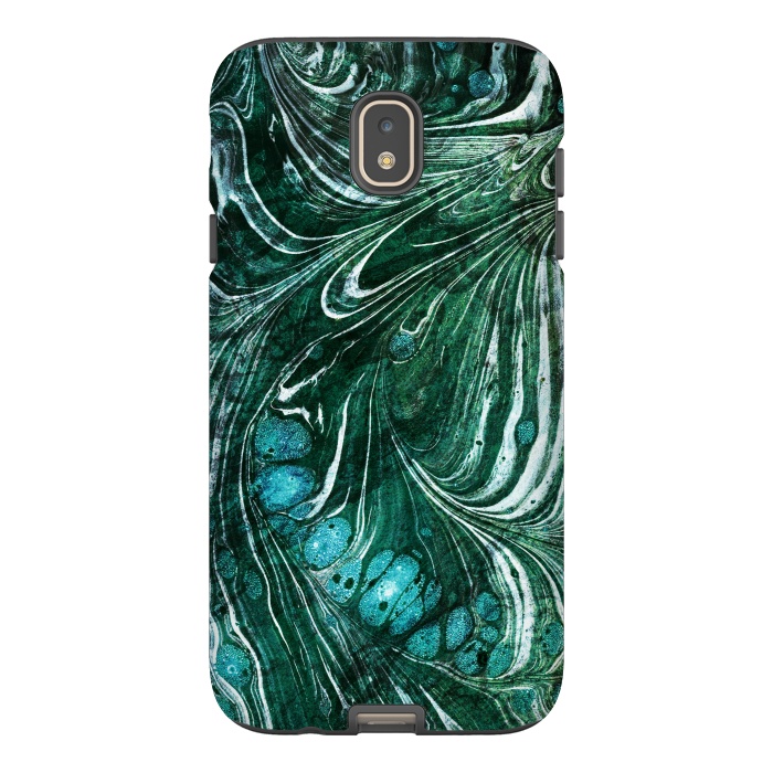 Galaxy J7 StrongFit Emerald green painted liquid marble by Oana 