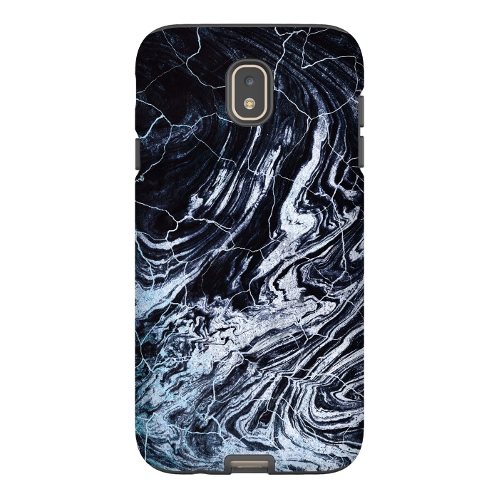 Galaxy J7 StrongFit Dark navy textured marble painting by Oana 