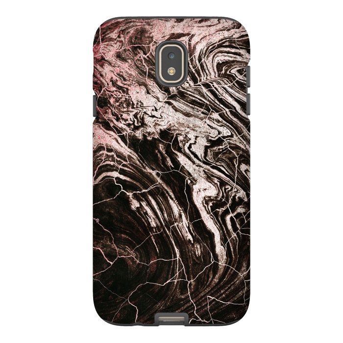 Galaxy J7 StrongFit Rose gold and black marble art by Oana 
