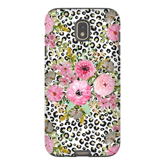 Galaxy J7 StrongFit Elegant leopard print and floral design  by InovArts