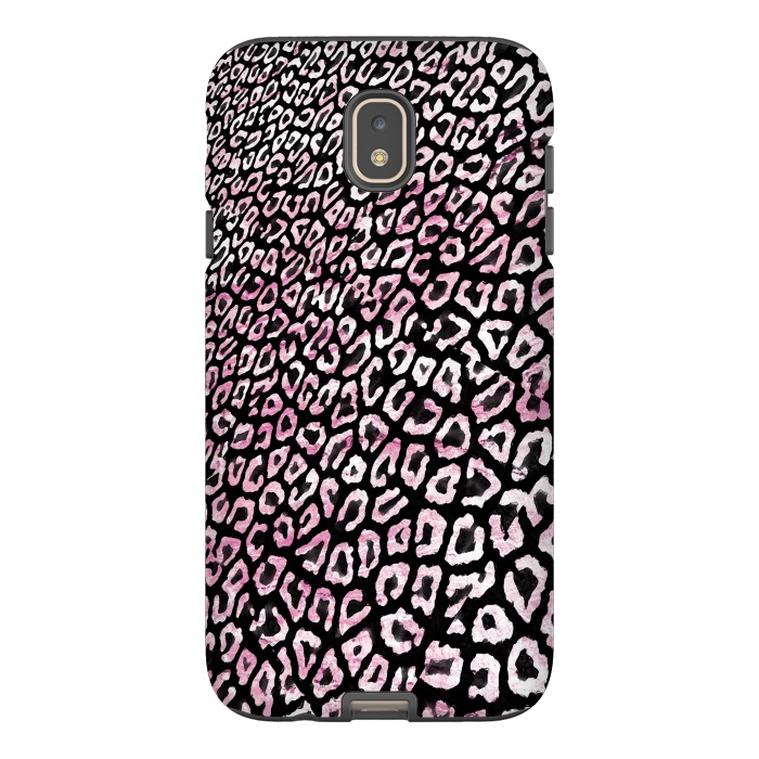 Galaxy J7 StrongFit Pastel pink leopard print on black  by Oana 