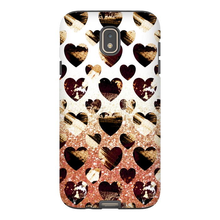 Galaxy J7 StrongFit Golden animal print spotted hearts by Oana 