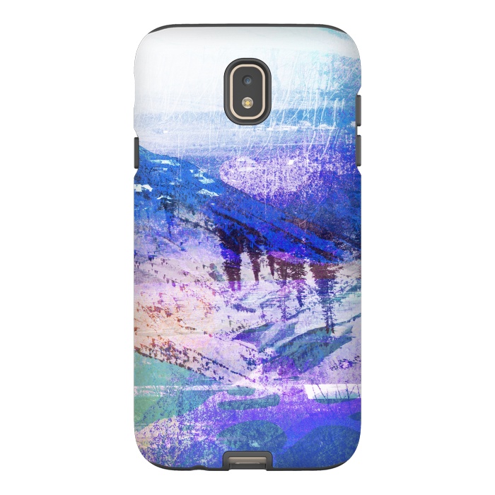 Galaxy J7 StrongFit Abstract blue painted mountain landscape by Oana 