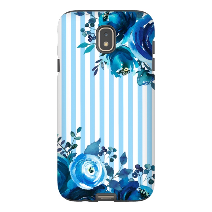 Galaxy J7 StrongFit Blue florals with light blue stripes by  Utart