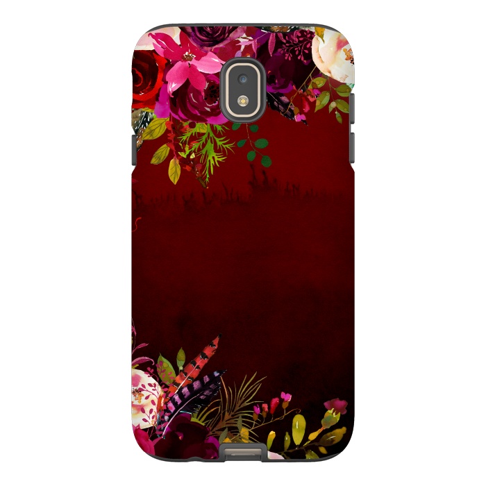Galaxy J7 StrongFit Deep Red Floral Meadow  by  Utart