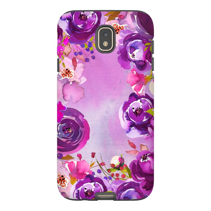 Galaxy J7 StrongFit Watercolor Hand drawn Purple Spring Flowers by  Utart