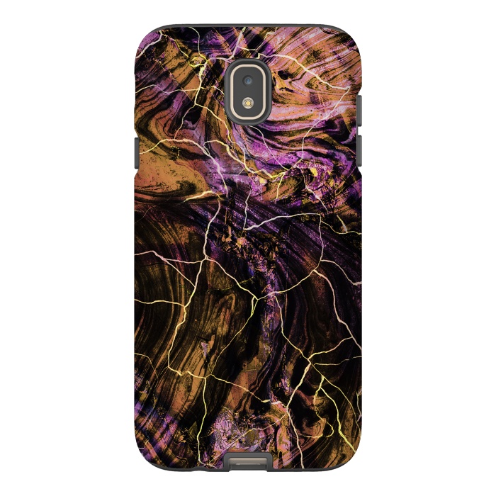 Galaxy J7 StrongFit Gold pink marble brushstrokes and cracks by Oana 