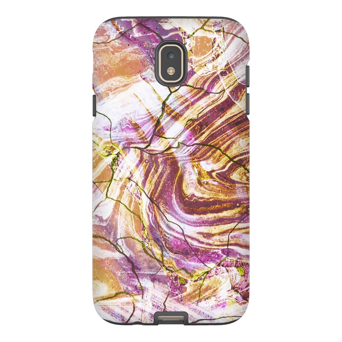 Galaxy J7 StrongFit Brushed gold pink marble art by Oana 
