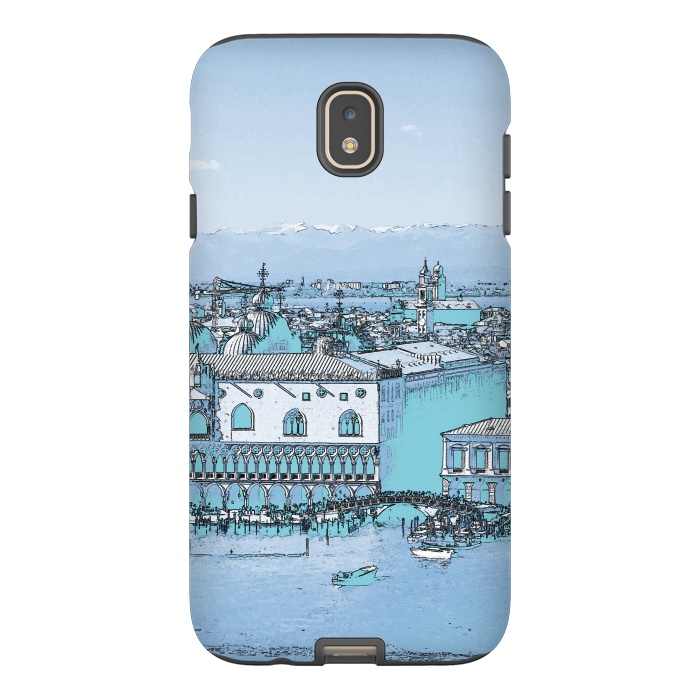Galaxy J7 StrongFit Blue watercolor painted Venice, Italy by Oana 