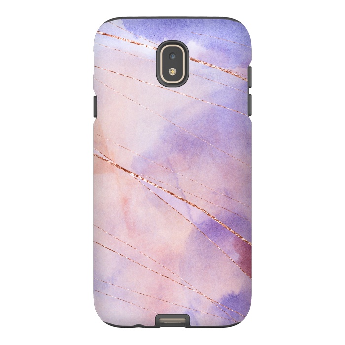 Galaxy J7 StrongFit Purple and Rosegold watercolor with gold veins by DaDo ART