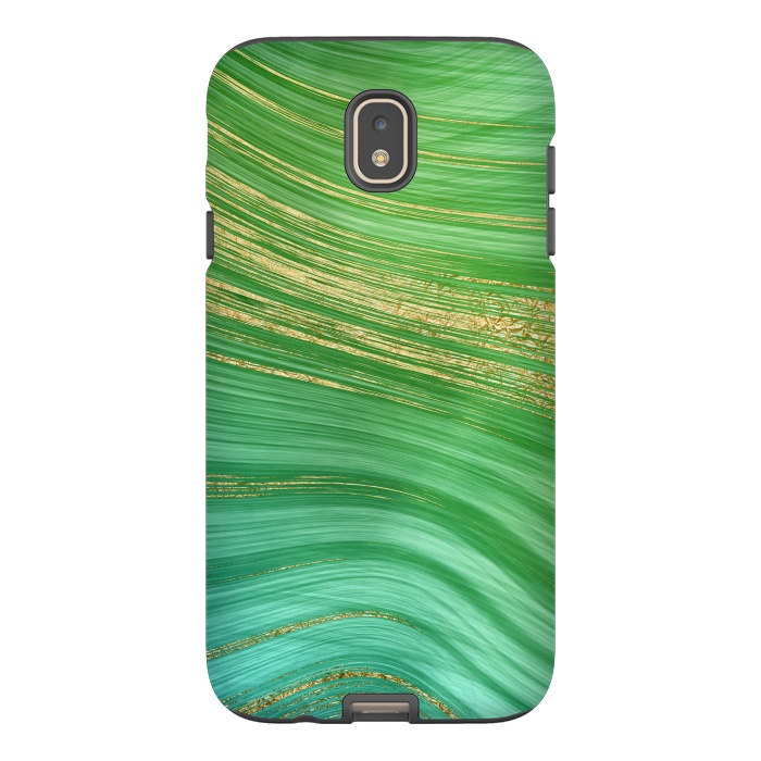Galaxy J7 StrongFit Spring Green and TEal and Gold Mermaid Marble WAves by DaDo ART
