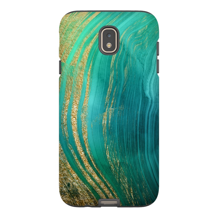 Galaxy J7 StrongFit Green and Teal Gold Marble  by DaDo ART