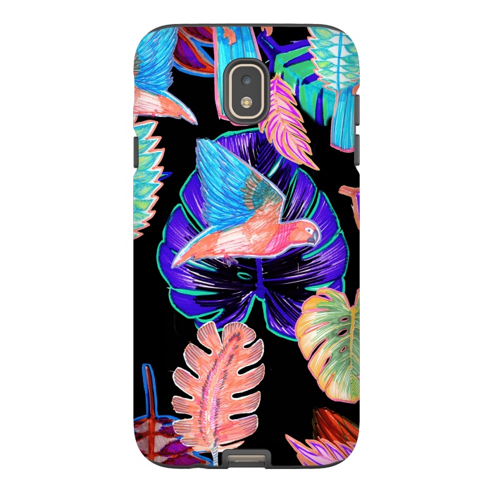 Galaxy J7 StrongFit Colorful parrot and tropical leaves by Oana 