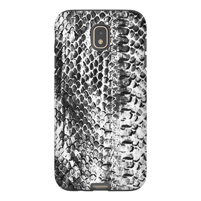 Galaxy J7 StrongFit Black and white ink snake skin animal print by Oana 