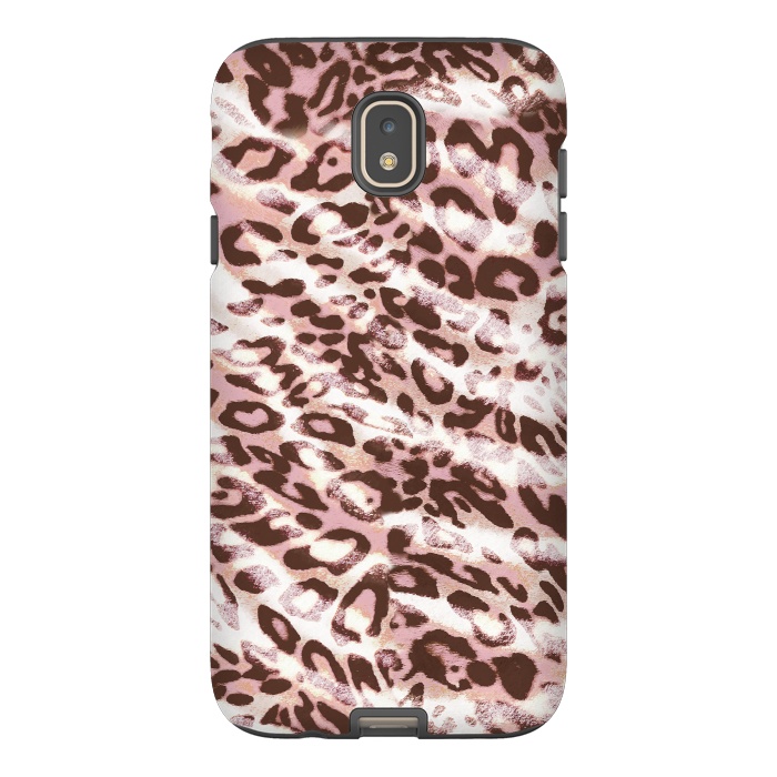 Galaxy J7 StrongFit brushed pink grungy leopard print spots by Oana 