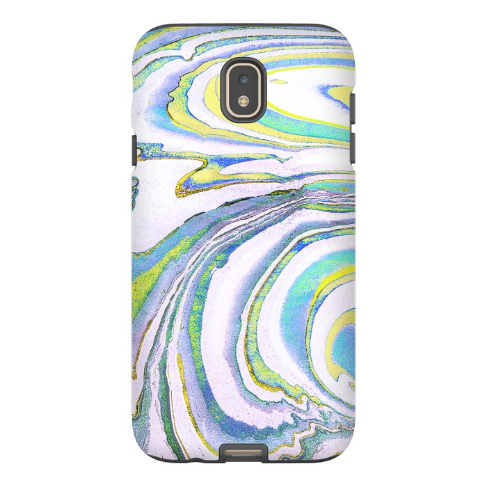 Galaxy J7 StrongFit Colorful marble festival stripes by Oana 