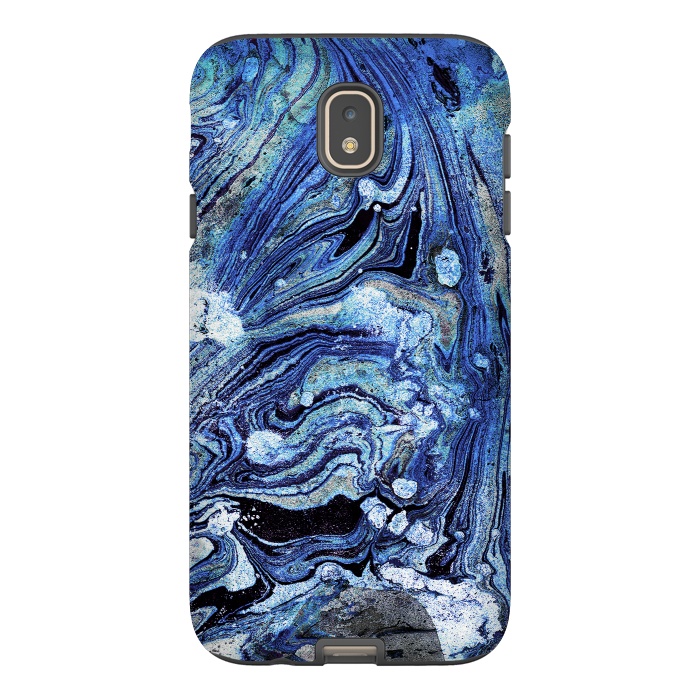 Galaxy J7 StrongFit Abstract blue painted marble art by Oana 