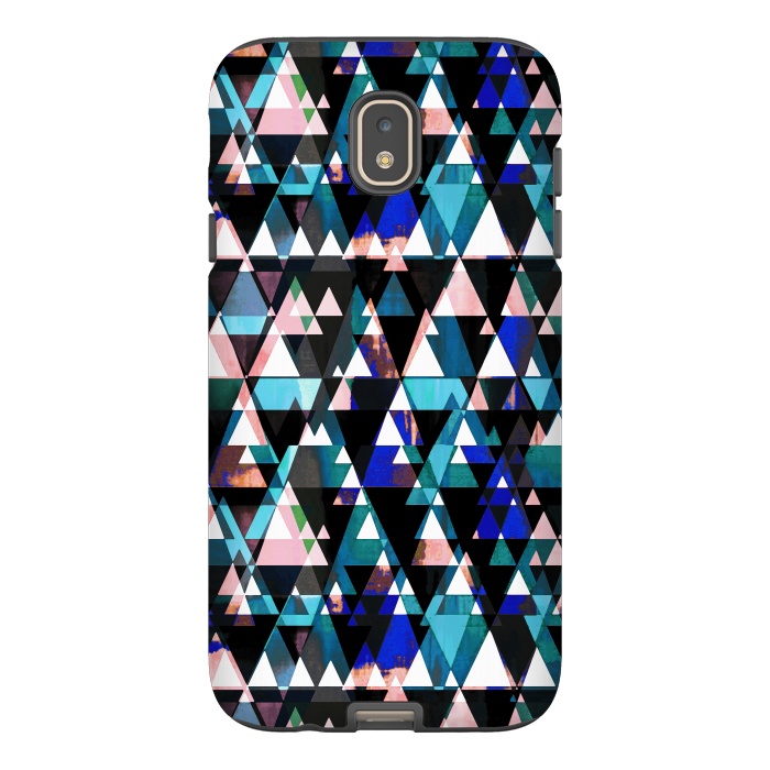 Galaxy J7 StrongFit Turquoise pink triangles graphic pattern by Oana 