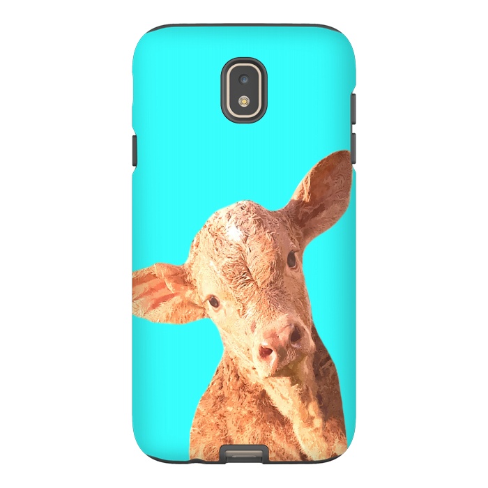 Galaxy J7 StrongFit Calf Portrait Turquoise Background by Alemi