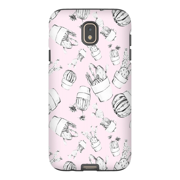 Galaxy J7 StrongFit Black and White Cactus Pink Background by Alemi