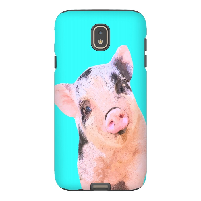 Galaxy J7 StrongFit Little Pig Turquoise Background by Alemi