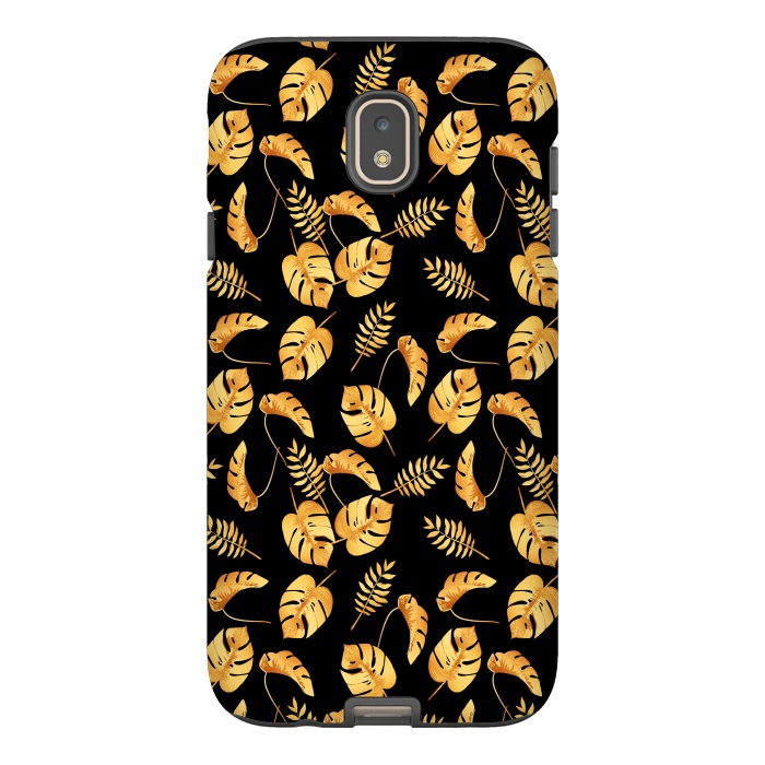 Galaxy J7 StrongFit Gold Tropical Leaves Black Background by Alemi