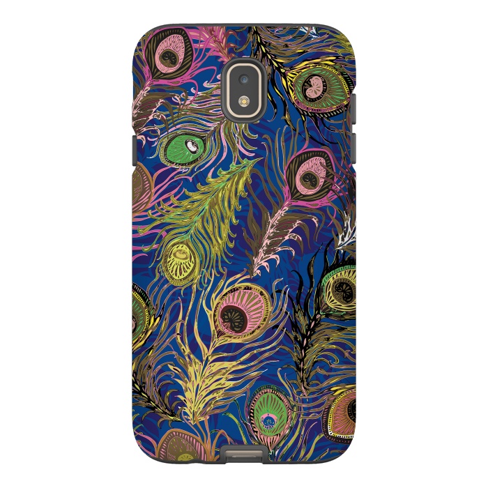 Galaxy J7 StrongFit Peacock Feathers in Bold Blue by Lotti Brown