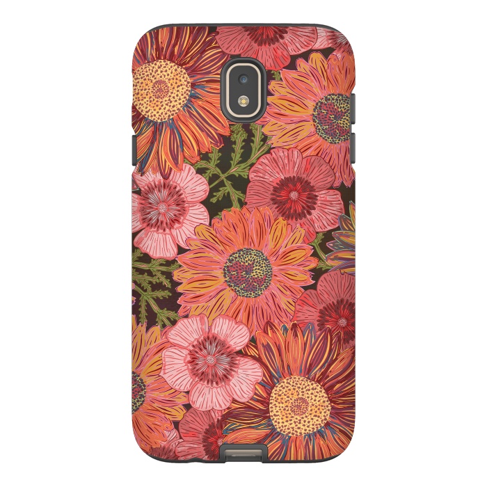 Galaxy J7 StrongFit Retro Pink Daisies by Lotti Brown