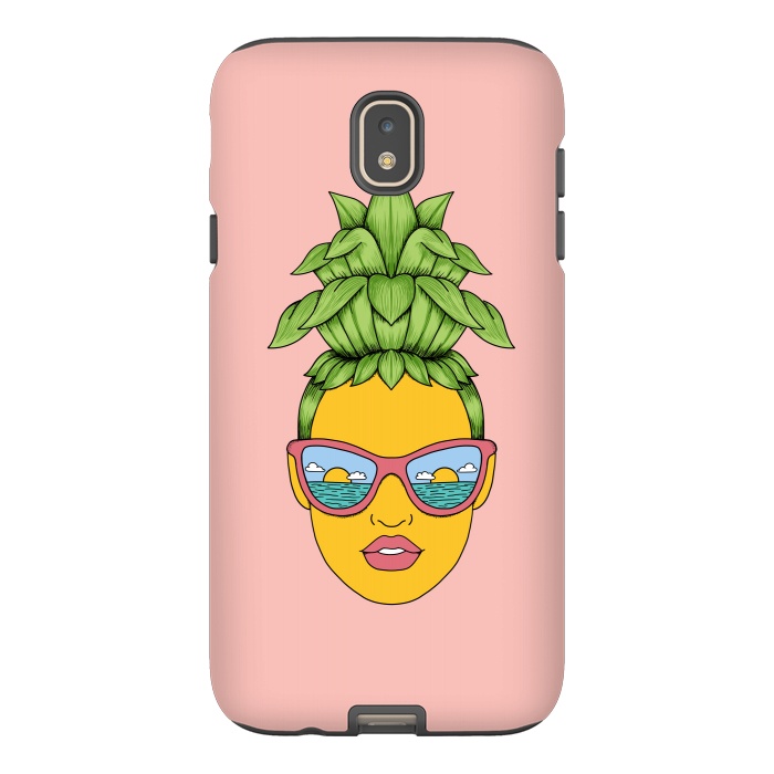 Galaxy J7 StrongFit Pineapple Girl Pink by Coffee Man