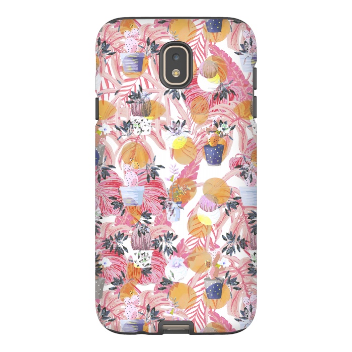 Galaxy J7 StrongFit Cactus pots and pink tropical leaves pattern by Oana 