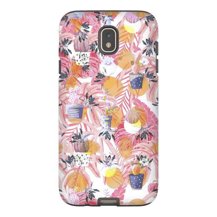 Galaxy J7 StrongFit Cute cacti pots and pink tropical foliage by Oana 
