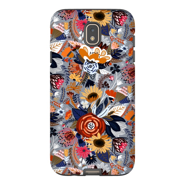 Galaxy J7 StrongFit Popping Floral - Orange and Navy  by Tigatiga