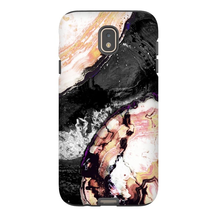 Galaxy J7 StrongFit Brushed agata gold black marble by Oana 