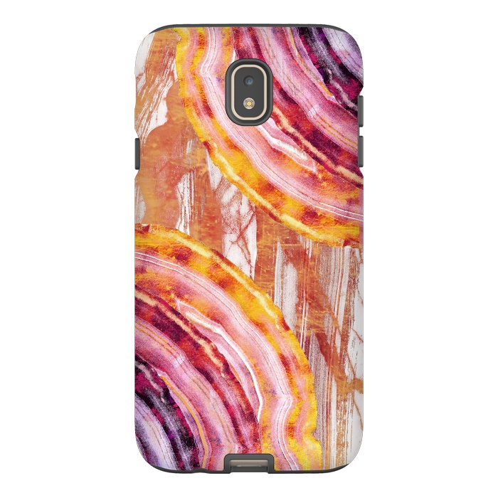 Galaxy J7 StrongFit Gold pink brushed marble gemstones by Oana 