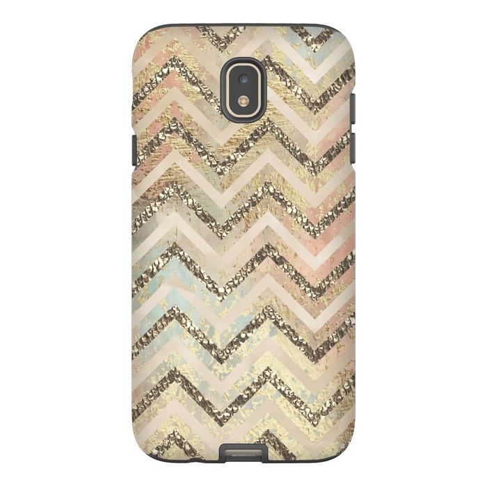 Galaxy J7 StrongFit Chevron Gold Glamour Stripes 2 by Andrea Haase