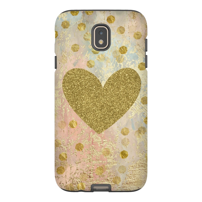 Galaxy J7 StrongFit Golden Heart And Sparkles by Andrea Haase